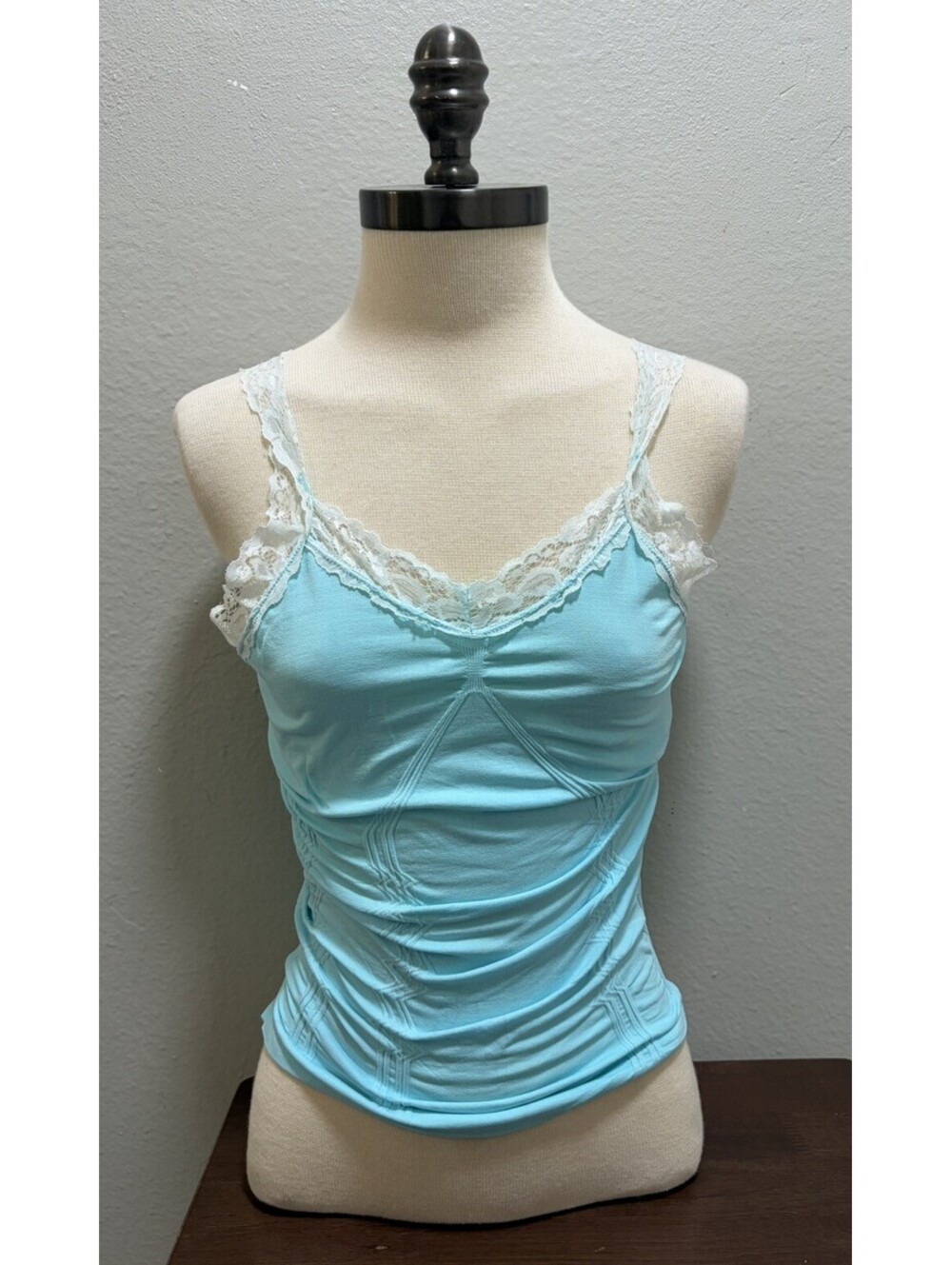 Vintage Y2K 2000s Soho Girls Light Blue Lace Trim Cami Sz XS